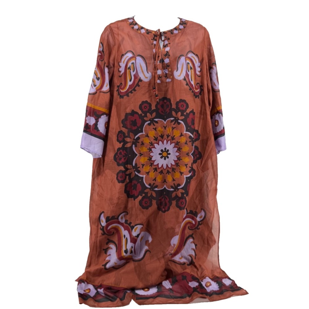 Marina Rinaldi Sport 100% Cotton Kaftan Dress US 20 Italian Luxury NWT $795